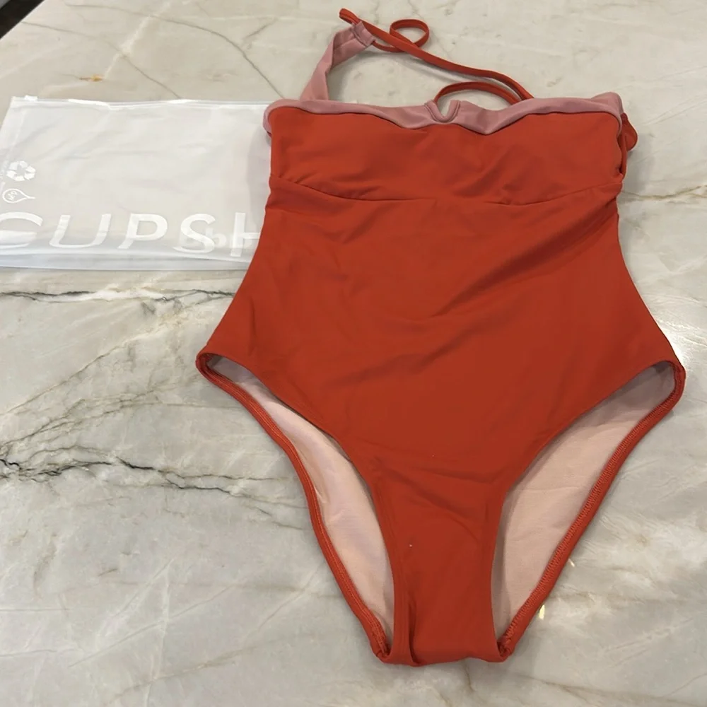 Cupshe Rust Red and Dusty Pink One-Piece Swimsuit